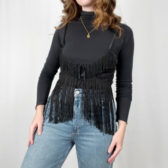 Fringe Lace Sheer Sexy Lingerie Top Vest Corset Bustier Adjustable Straps Floral - Picture 3 of 5